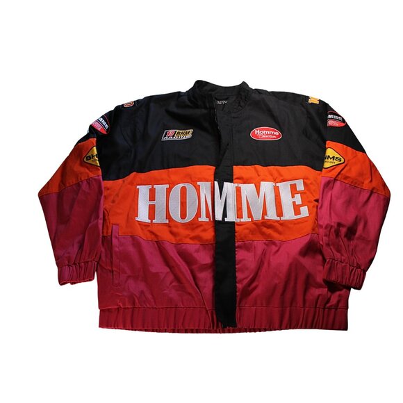 BoohooMAN Oversized Homme Twill Moto Racing Bomber Jacket Mens XL Colorblock - Picture 1 of 12